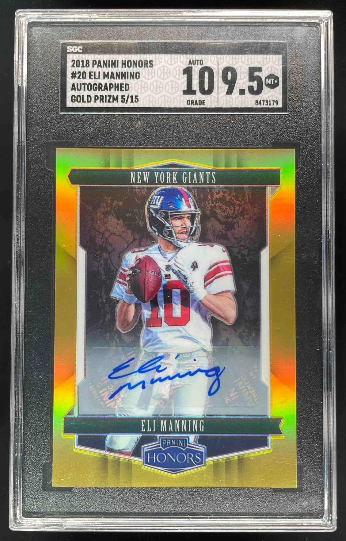 2018 Panini Honors Signatures Gold #20 Eli Manning Autograph Auto /15 SGC 9.5