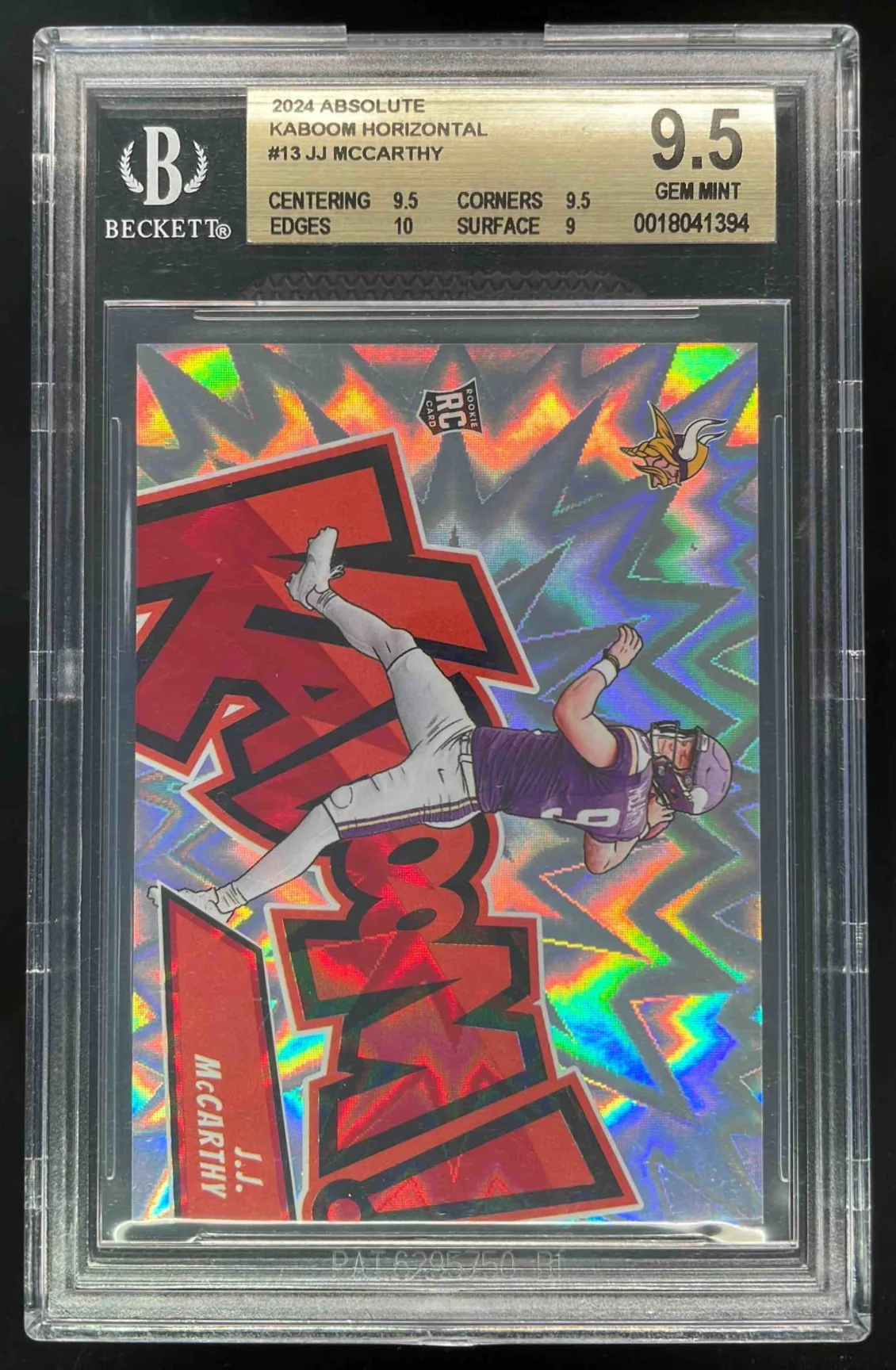 2024 Panini Absolute Kaboom Horizontal #13 J.J. McCarthy RC SSP BGS 9.5