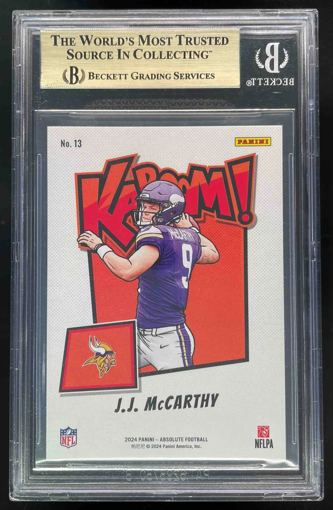 2024 Panini Absolute Kaboom Horizontal #13 J.J. McCarthy RC SSP BGS 9.5 - Image 2