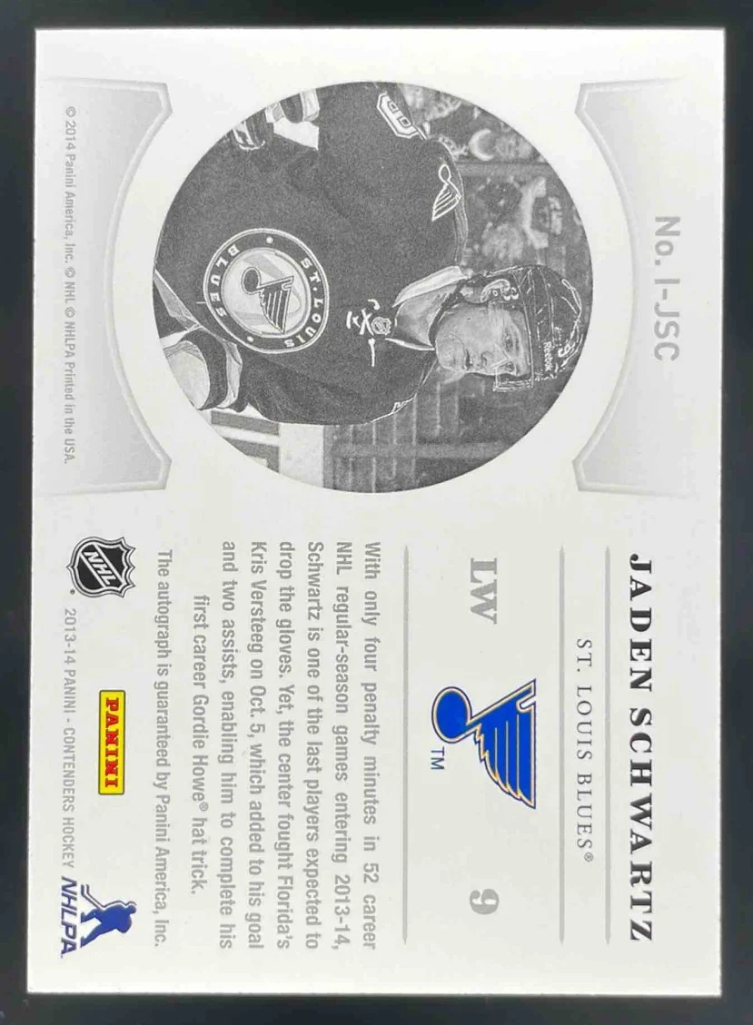 2013-14 Panini Contenders NHL Ink #I-JSC Jaden Schwartz Autograph Auto - Image 2