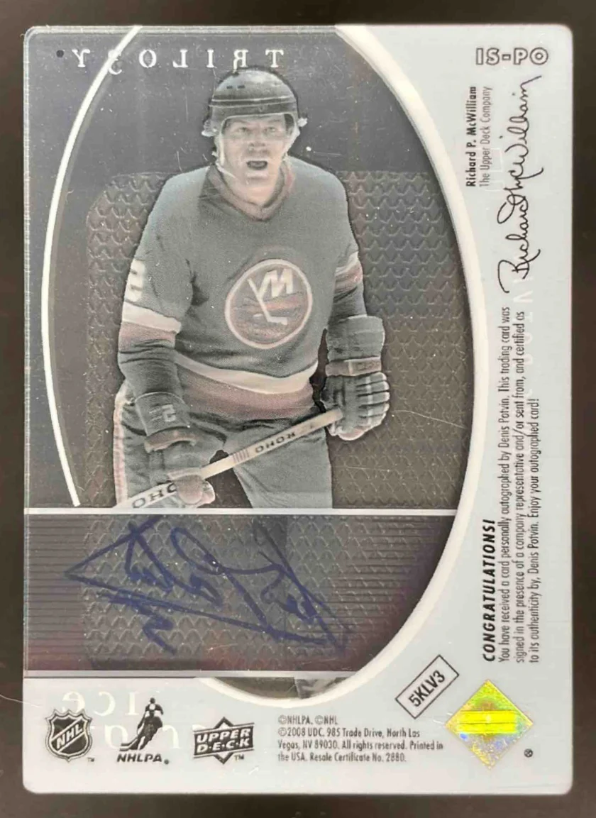 2008-09 Upper Deck Trilogy Ice Scripts #IS-PO Denis Potvin Auto - Image 2