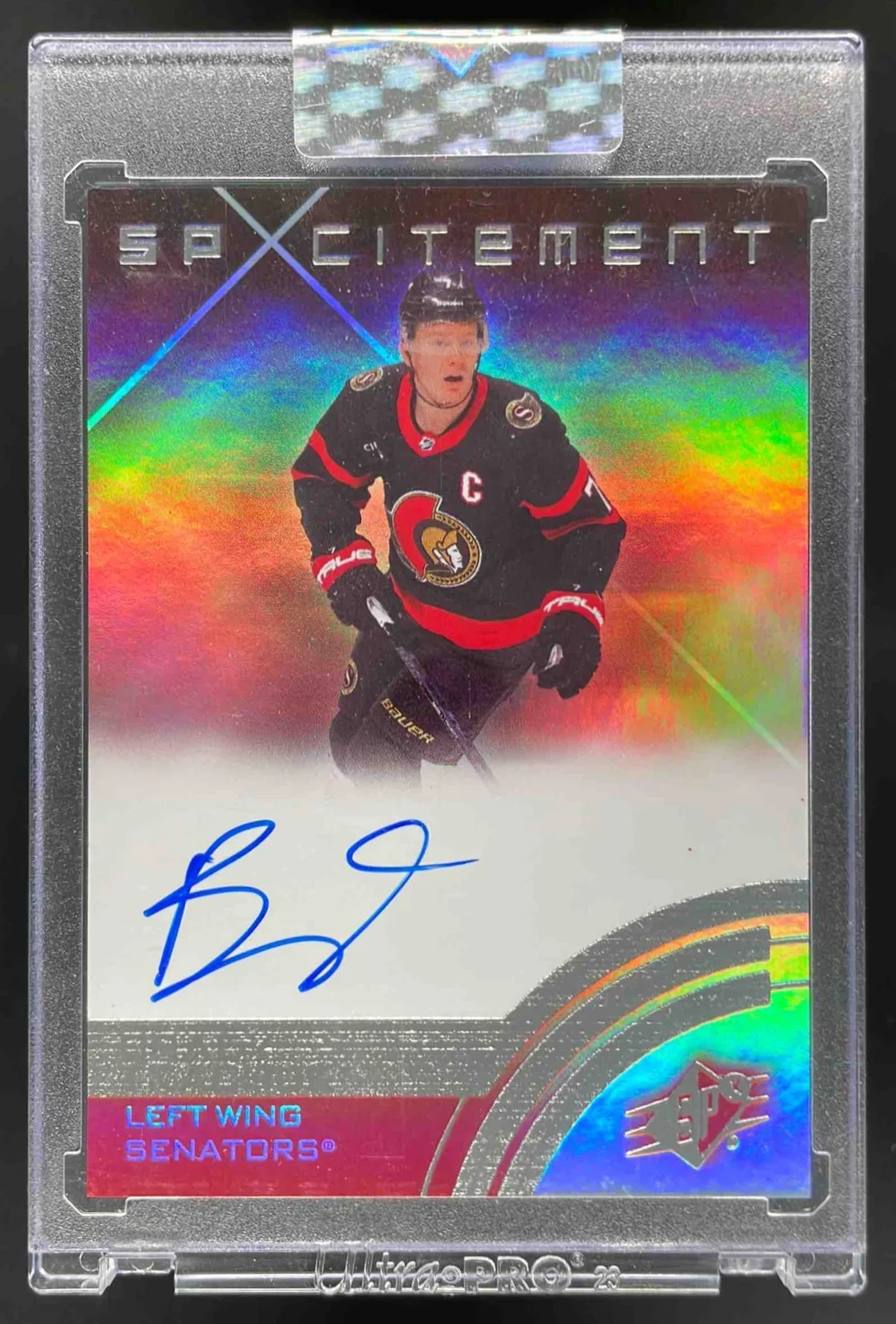 2024-25 Upper Deck Clear Cut 2000-01 SPXCITEMENT #SXA-BT Brady Tkachuk Auto