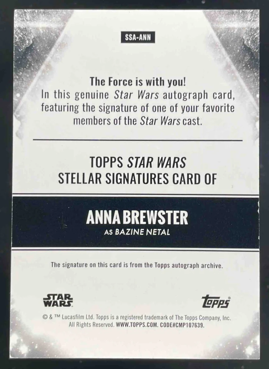2025 Topps Star Wars Smugglers Outpost Stellar Anna Brewster Bazine Netal Auto - Image 2