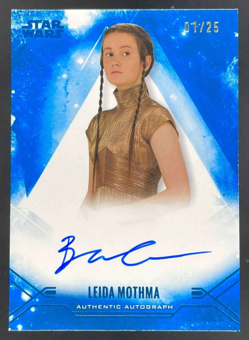 2025 Topps Star Wars Smugglers Blue Bronte Carmichael Leida Mothma Auto /25