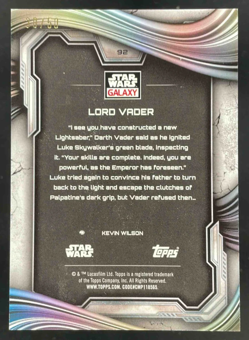 2025 Topps Chrome Star Wars Galaxy Mojo Refractor #92 Lord Vader /50 - Image 2