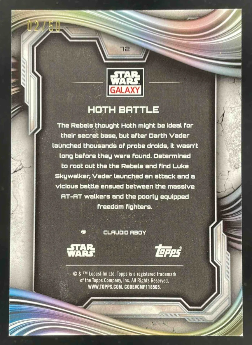 2025 Topps Chrome Star Wars Galaxy Mojo Refractor #72 Hoth Battle /50 - Image 2