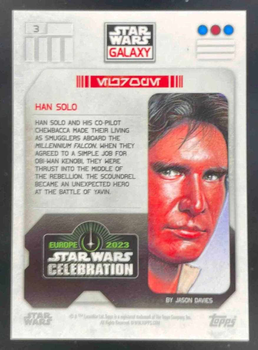 2023 Topps Star Wars Galaxy Wars Celebration Europe 2023 -Green #3 Han Solo /50 - Image 2