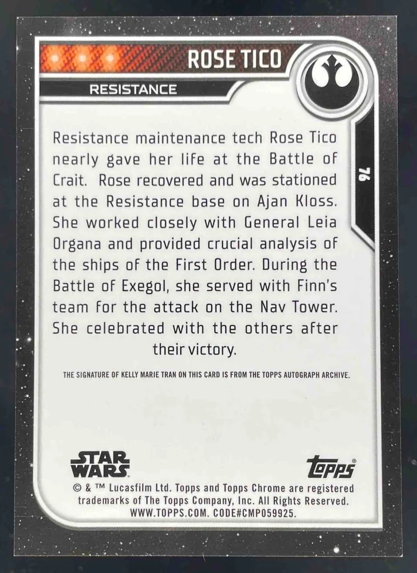 2023 Topps Chrome Star Wars Character Autographs #76 Kelly Marie Tran Auto - Image 2
