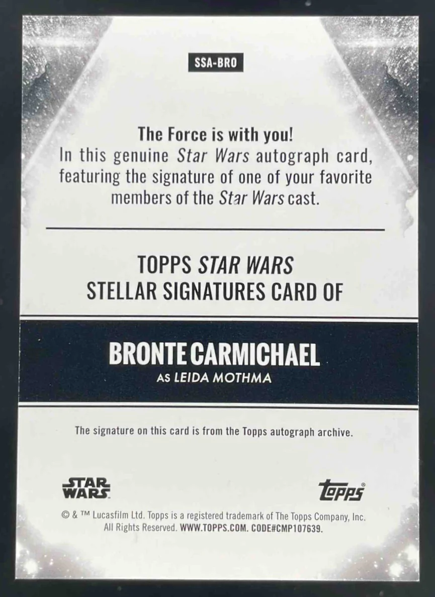2025 Topps Star Wars Smugglers Outpost Bronte Carmichael as Leida Mothma Auto - Image 2