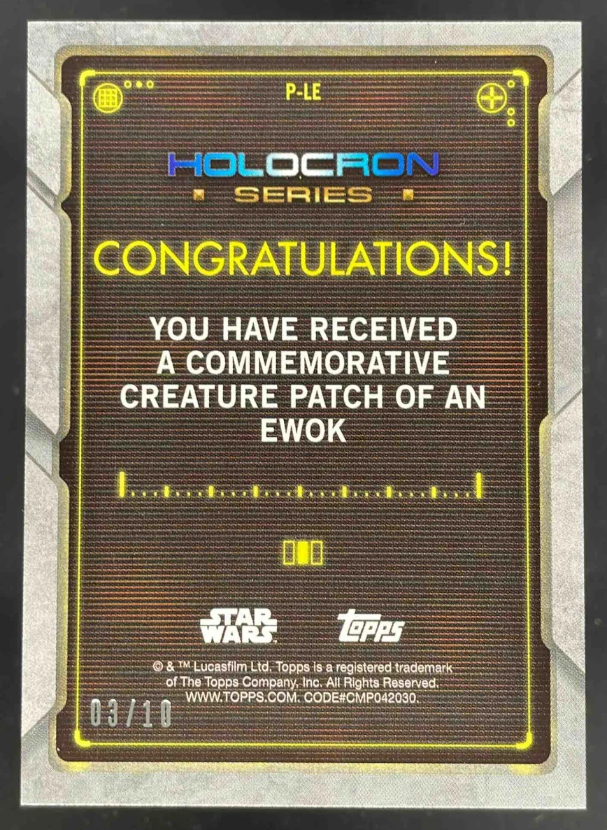 2020 Topps Star Wars Holocron Series Creature Patch Purple #NNO Ewok /10 - Image 2