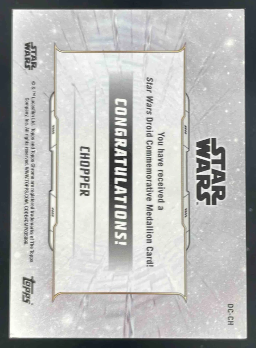2019 Topps Star Wars Legacy Droid Medallion Relic #DC-CH Chopper Chopper /99 - Image 2