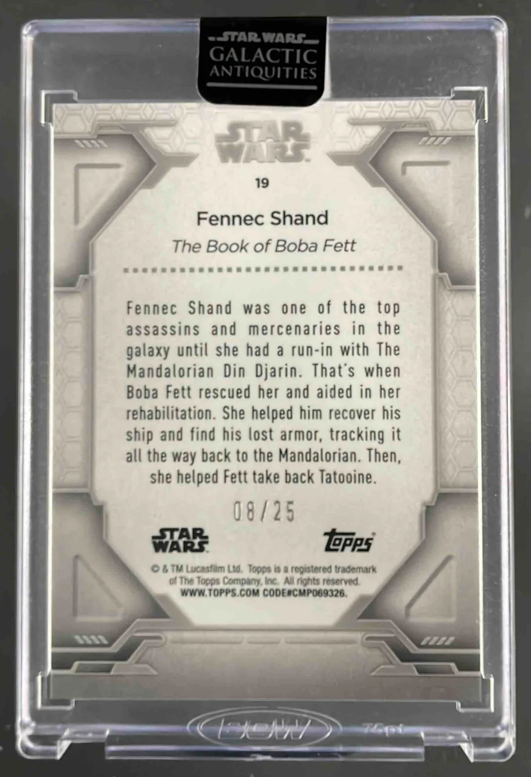 2024 Topps Star Wars Galactic Antiquities #19 Fennec Shand /25 - Image 2