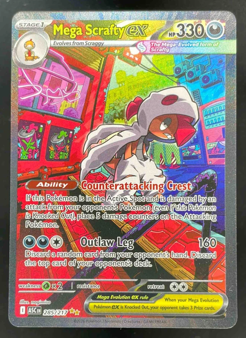 2026 Pokemon Ascended Heroes #285/217 Mega Scrafty ex Special Illustration Rare