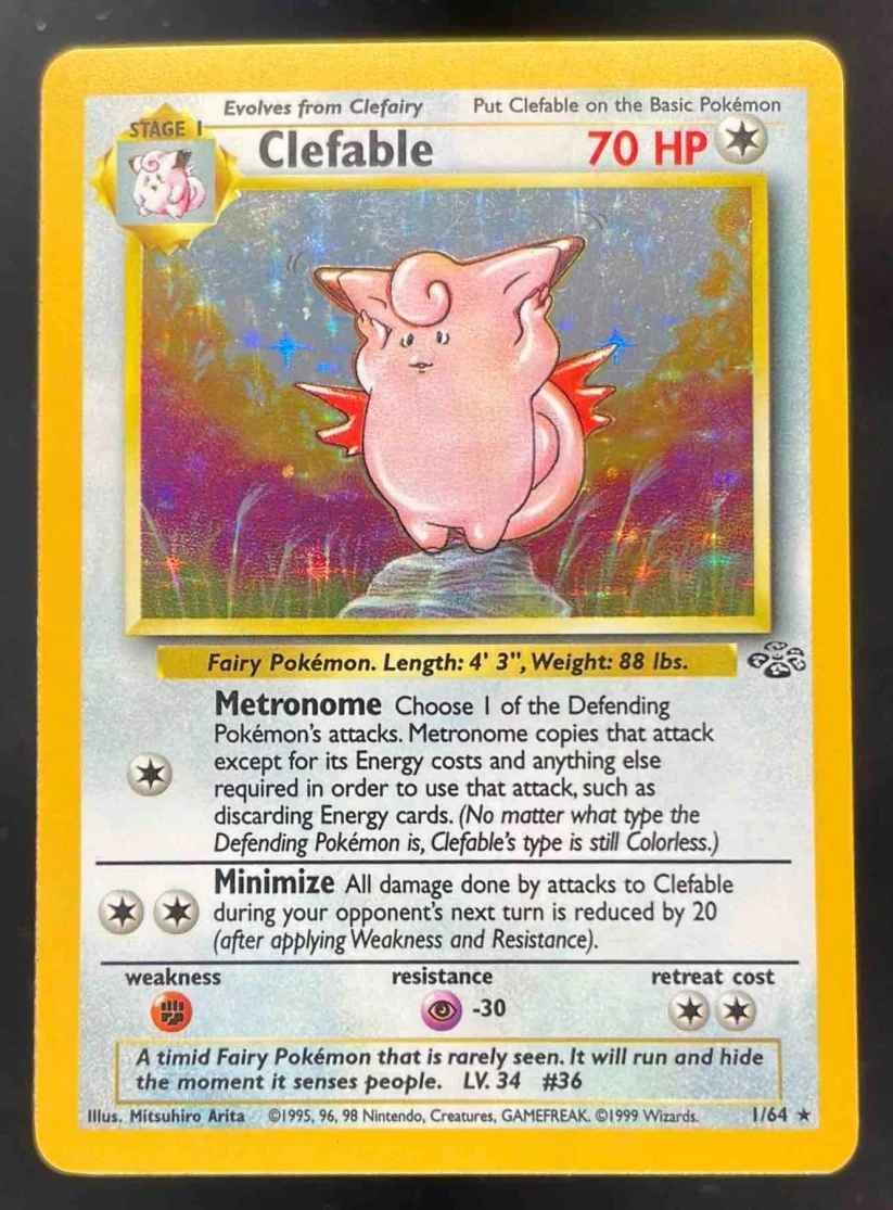 1999 Pokemon Jungle #1/64 Clefable Holo