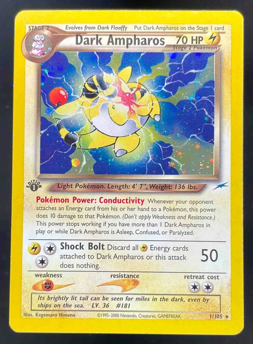 2002 Pokemon Neo Destiny 1st Edition #1/105 Dark Ampharos Holo