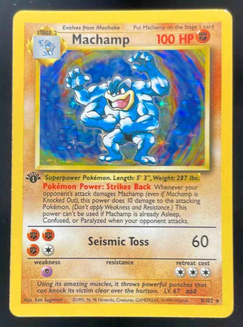 1999 Pokemon 1st Edition Set #8/102 Machamp Holo