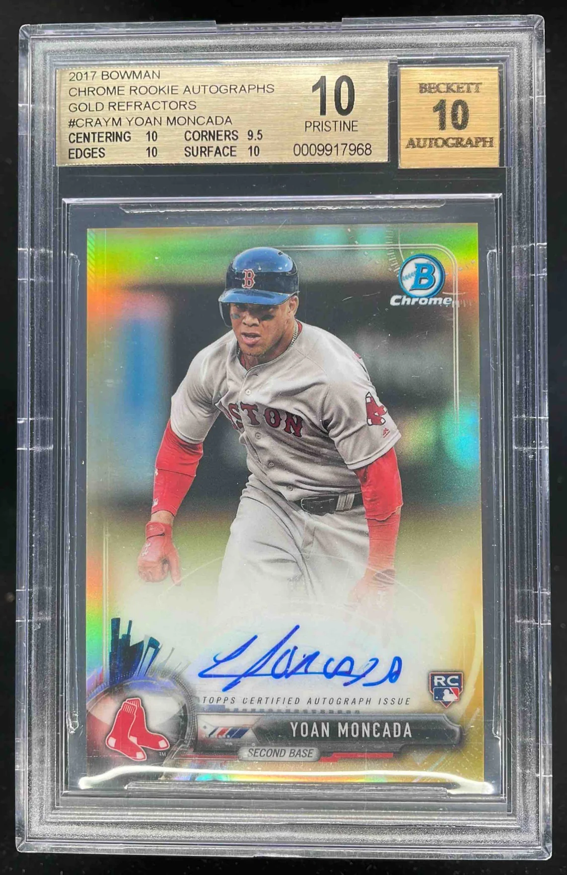 2017 Bowman Chrome Gold #CRA-YM Yoan Moncada RC Auto /50 BGS 10