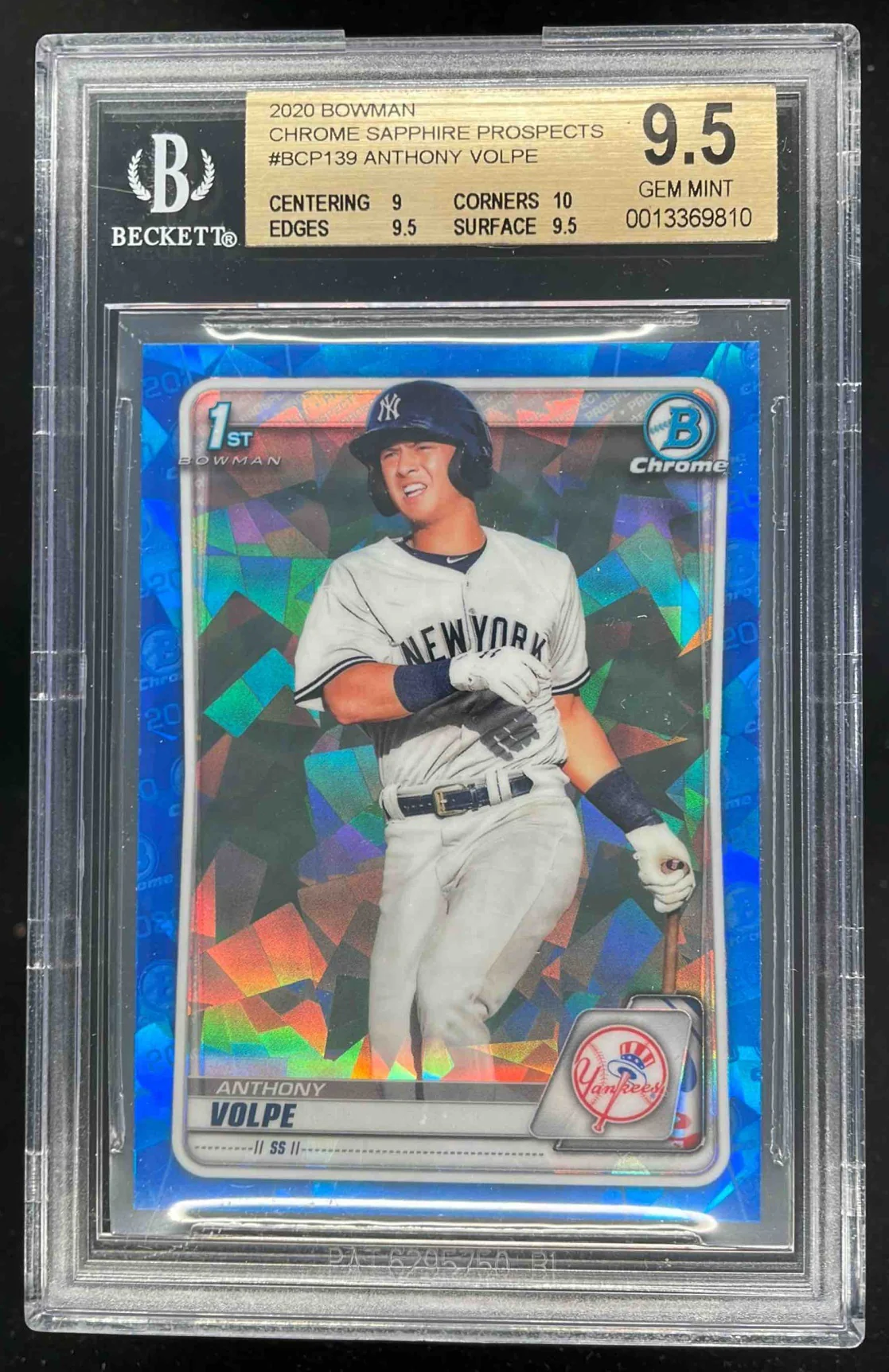 2020 Bowman Sapphire Chrome #BCP-139 Anthony Volpe BGS 9.5