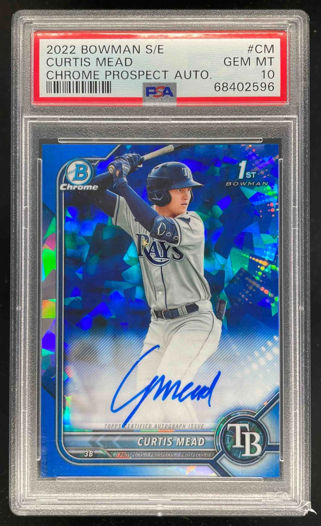 2022 Bowman Sapphire Chrome Autographs #BSPA-CM Curtis Mead Auto PSA 10