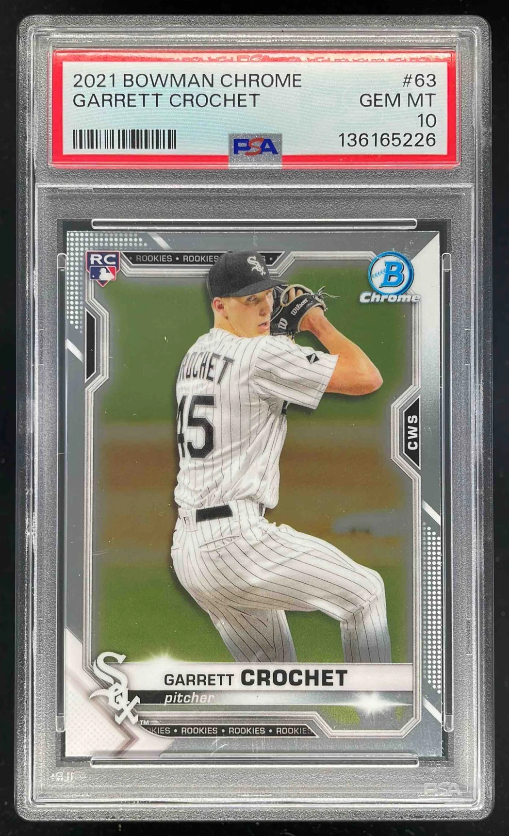2021 Bowman Chrome #63 Garrett Crochet RC PSA 10