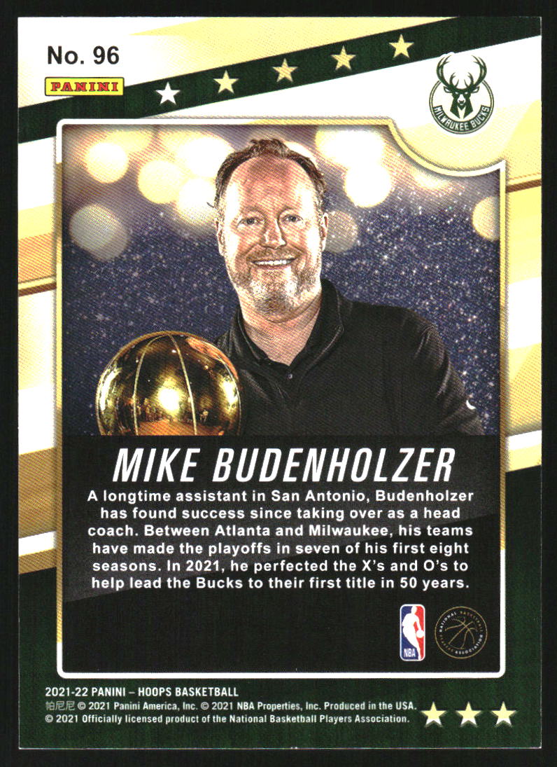 2021-22 Hoops Road to the Finals #96 Mike Budenholzer /99 - Image 2