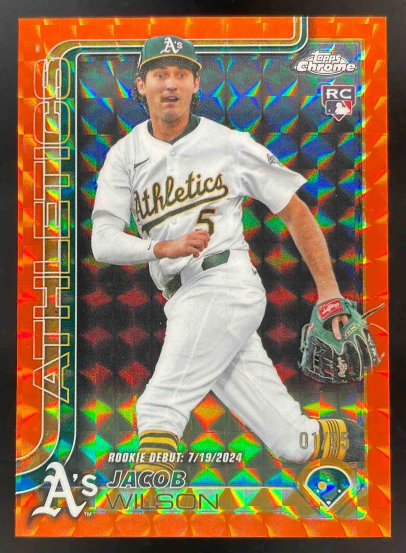 2025 Topps Chrome Update Orange Geometric Refractor #USC150 Jacob Wilson RC /25