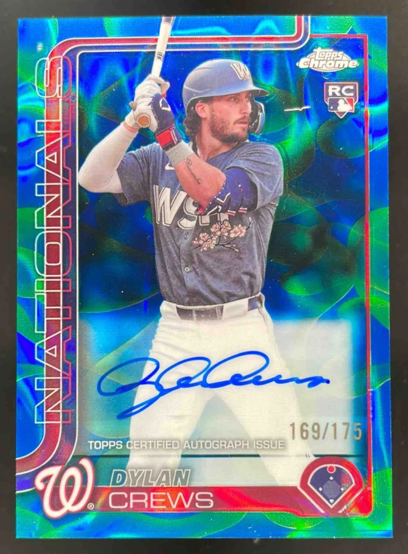 2025 Topps Chrome Lava Lamp Blue/Green #RA-DC Dylan Crews RC Auto /175