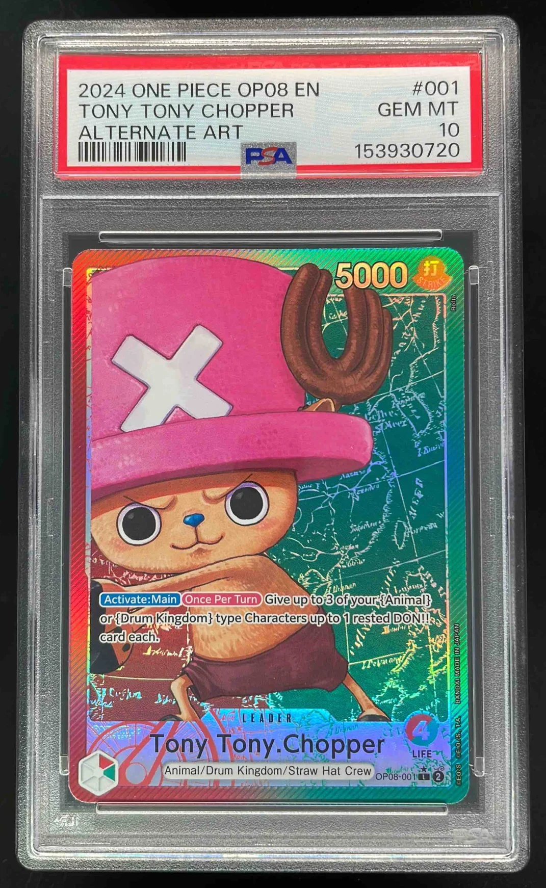 2024 One Piece OP08 EN #001 Tony Tony Chopper Alternate Art PSA 10