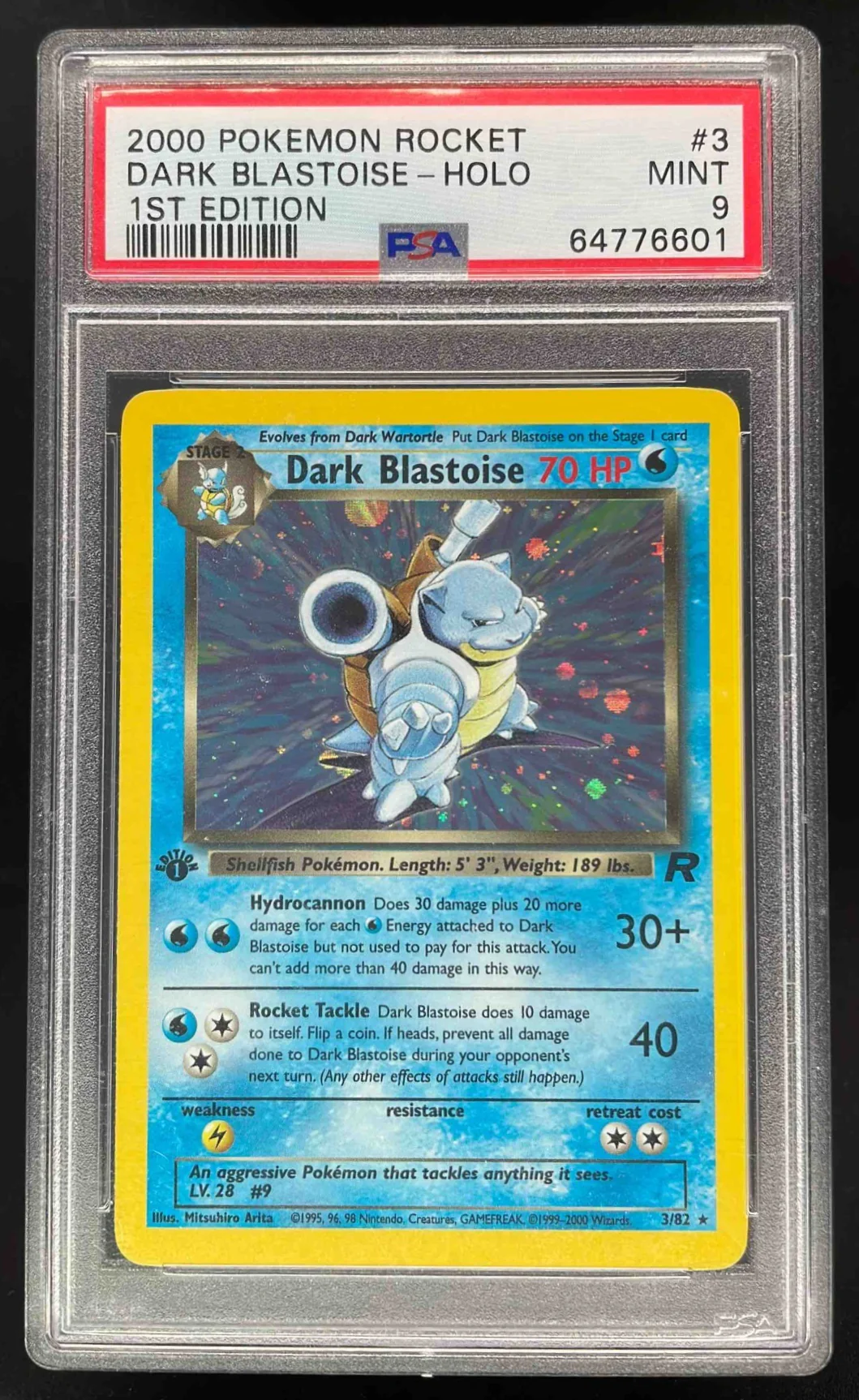 2000 Pokemon Team Rocket First Edition #3/82 Dark Blastoise Holo PSA 9