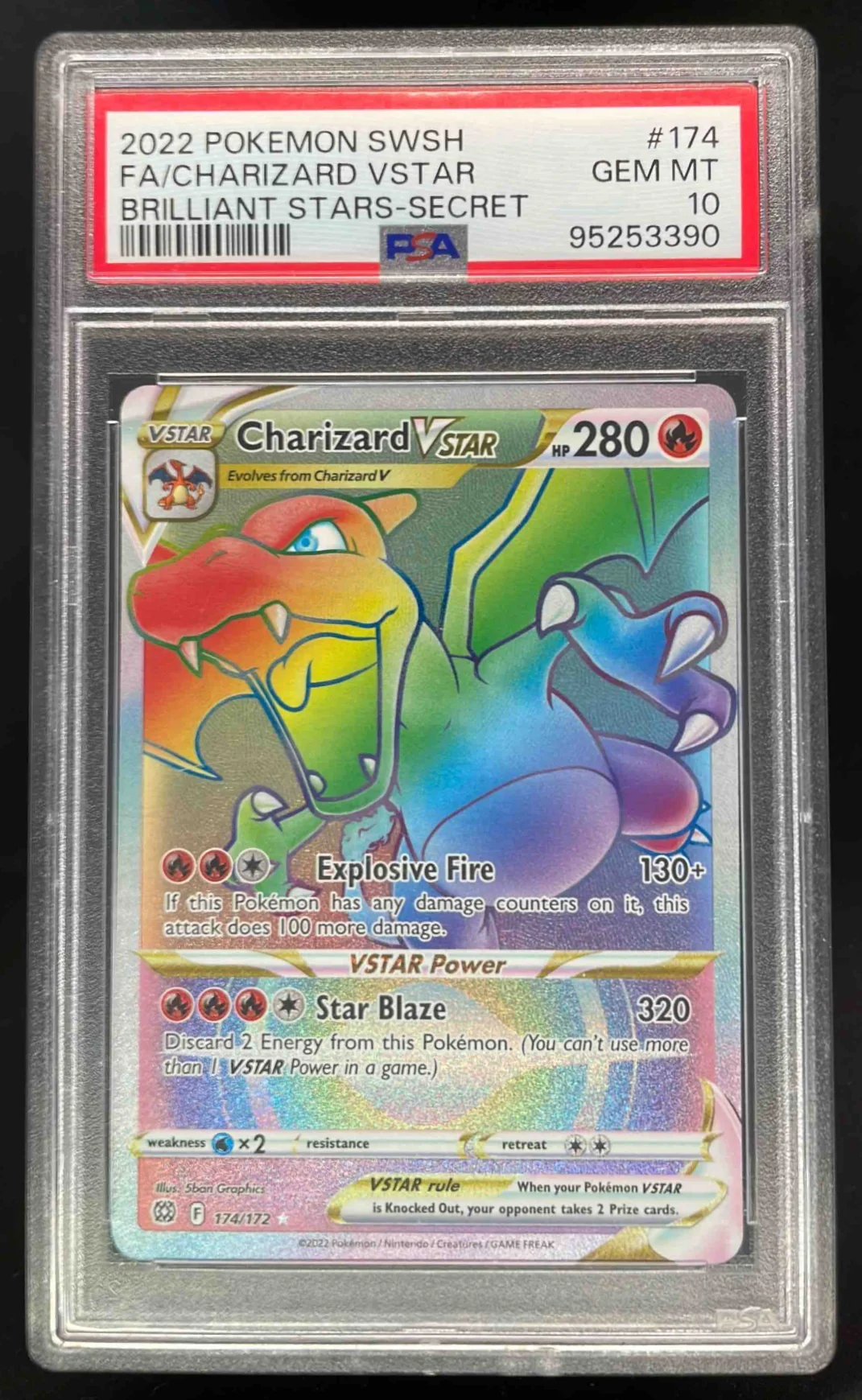 2022 Pokemon Sword & Shield Brilliant Stars #174/172 Charizard VSTAR PSA 10