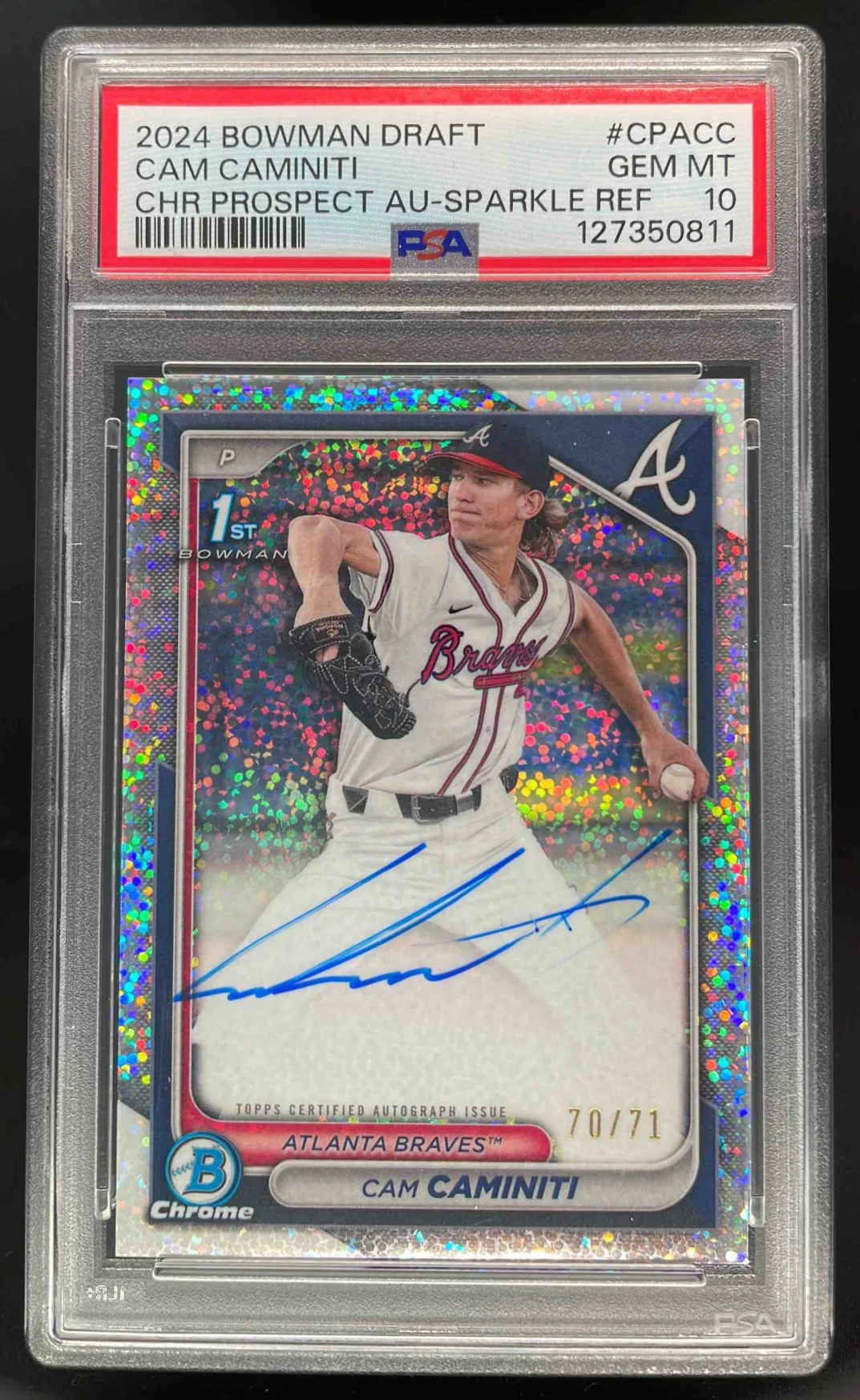 2024 Bowman Draft Chrome Prospect Sparkles #CC Cam Caminiti RC Auto /71 PSA 10
