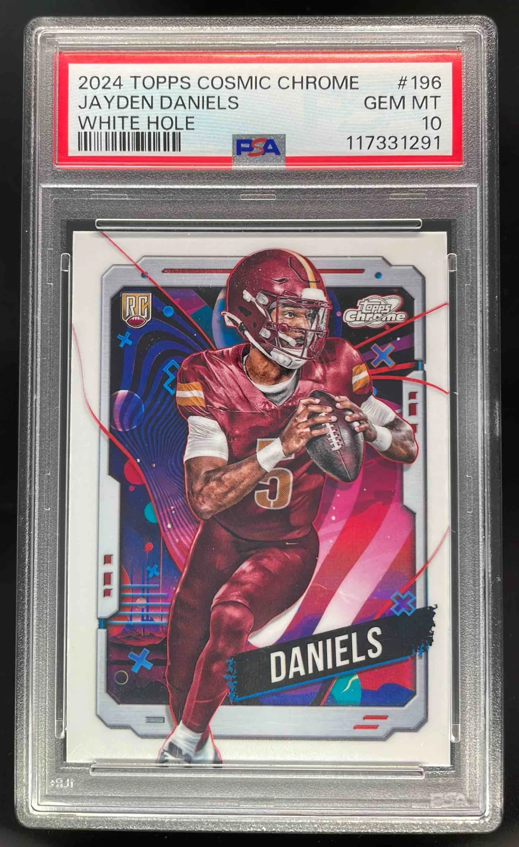 2024 Topps Cosmic Chrome White Hole Refractors #196 Jayden Daniels RC PSA 10