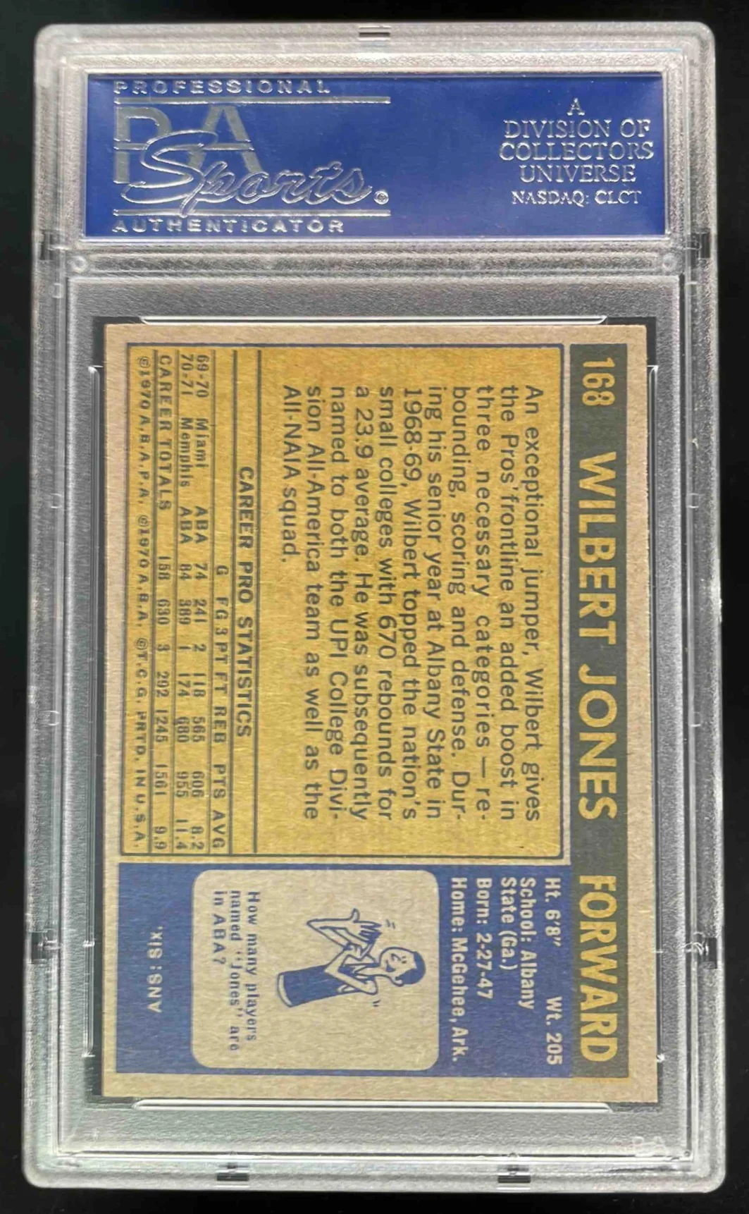 1971-72 Topps #168 Wilbert Jones RC PSA 8.5 - Image 2