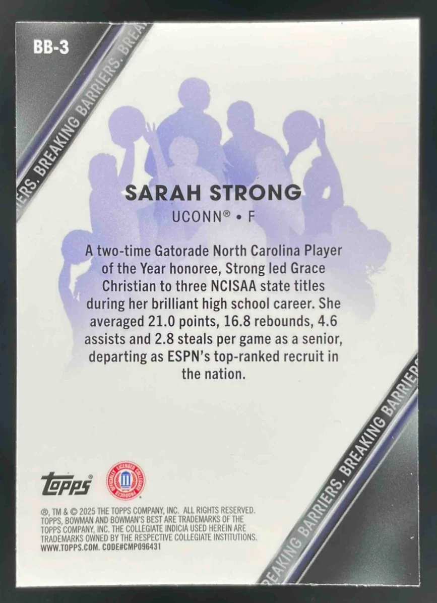 2024 Bowman's University Breaking Barriers Green Mini Diamond Sarah Strong /99 - Image 2