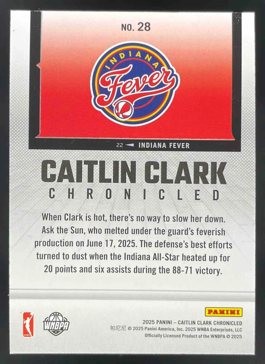 2025 Caitlin Clark Chronicled WNBA Red Cracked Ice #28 Caitlin Clark - Image 2