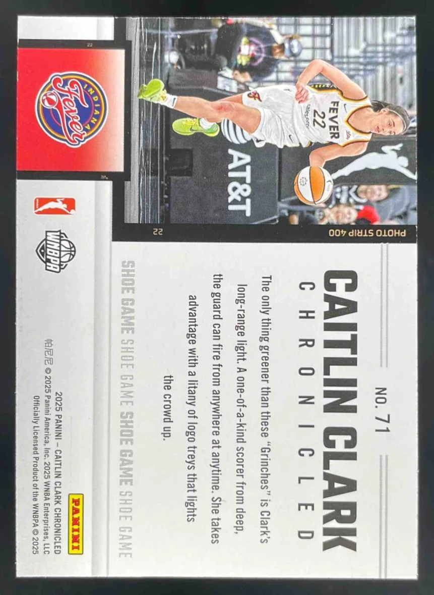 2025 Panini Caitlin Clark Chronicled Shoe Game Red Cracked Ice #71 Caitlin Clark - Image 2