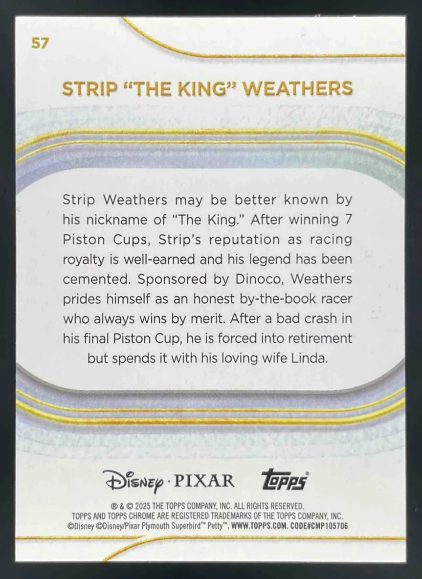 2025 Topps Chrome Disney Pink Refractor #57 Strip "The King" Weathers /250 - Image 2