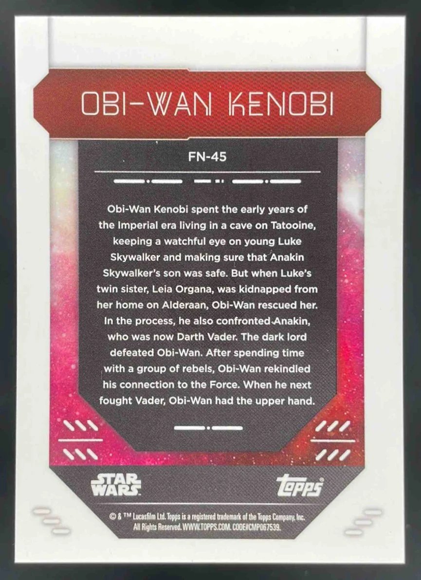 2023 Topps Finest Star Wars Purple RayWave #FN-45 Obi-Wan Kenobi /75 - Image 2