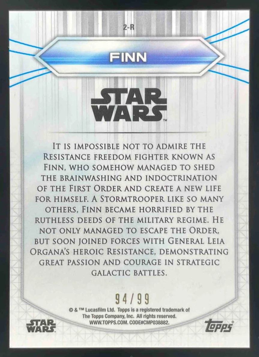 2020 Topps Chrome Star Wars Resistance the First Order X Fractor #2-R Finn /99 - Image 2