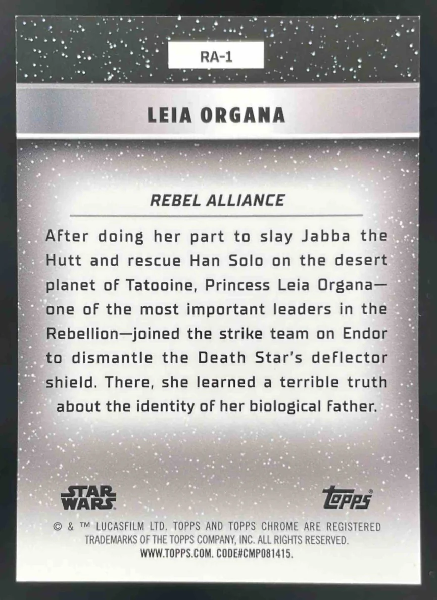 2024 Topps Chrome Star Wars The Galactic Civil War Green #RA-1 Leia Organa /99 - Image 2