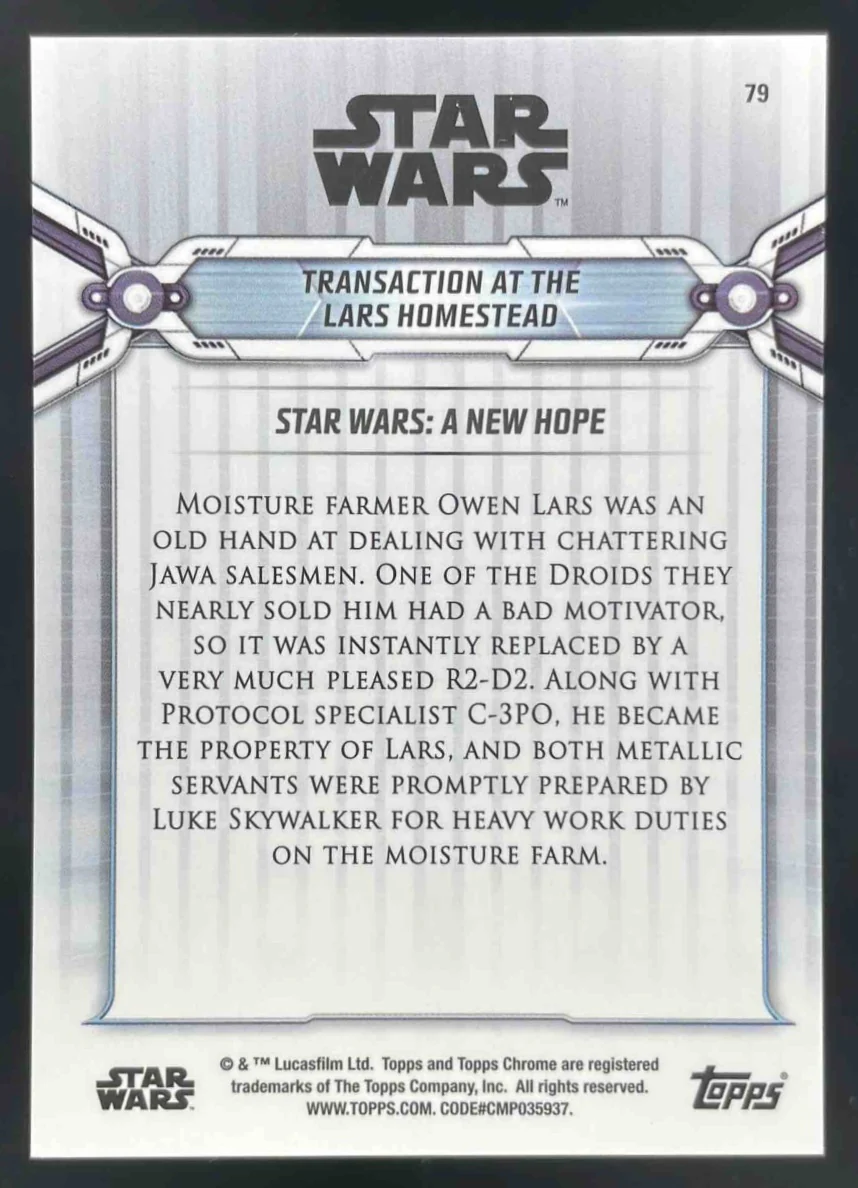 2019 Topps Chrome Star Wars Legacy Green Transaction at the Lars Homestead /50 - Image 2
