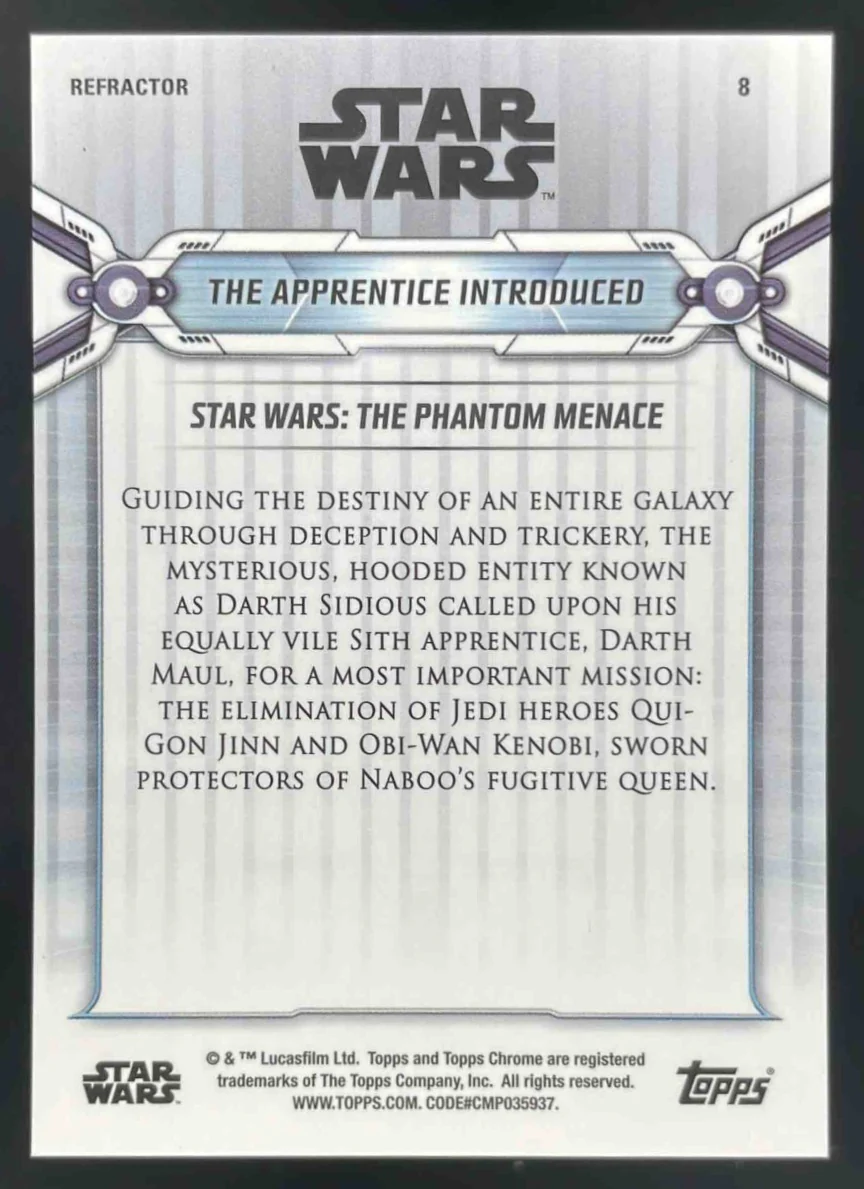 2019 Topps Chrome Star Wars Legacy Refractor #8 The Apprentice Introduced - Image 2