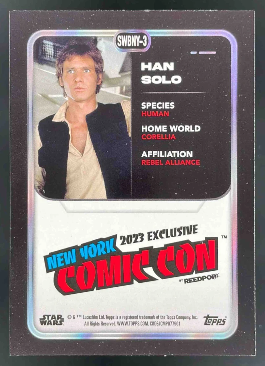 2023 Topps Star Wars New York Comic Con Bonus Pack #SWBNY-3 Han Solo - Image 2