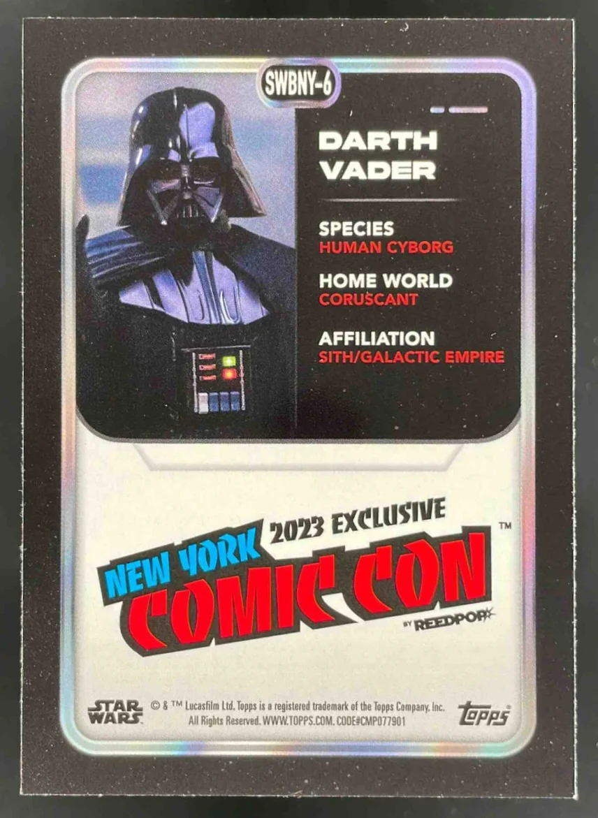 2023 Topps Star Wars New York Comic Con Bonus Pack #SWBNY-6 Darth Vader - Image 2