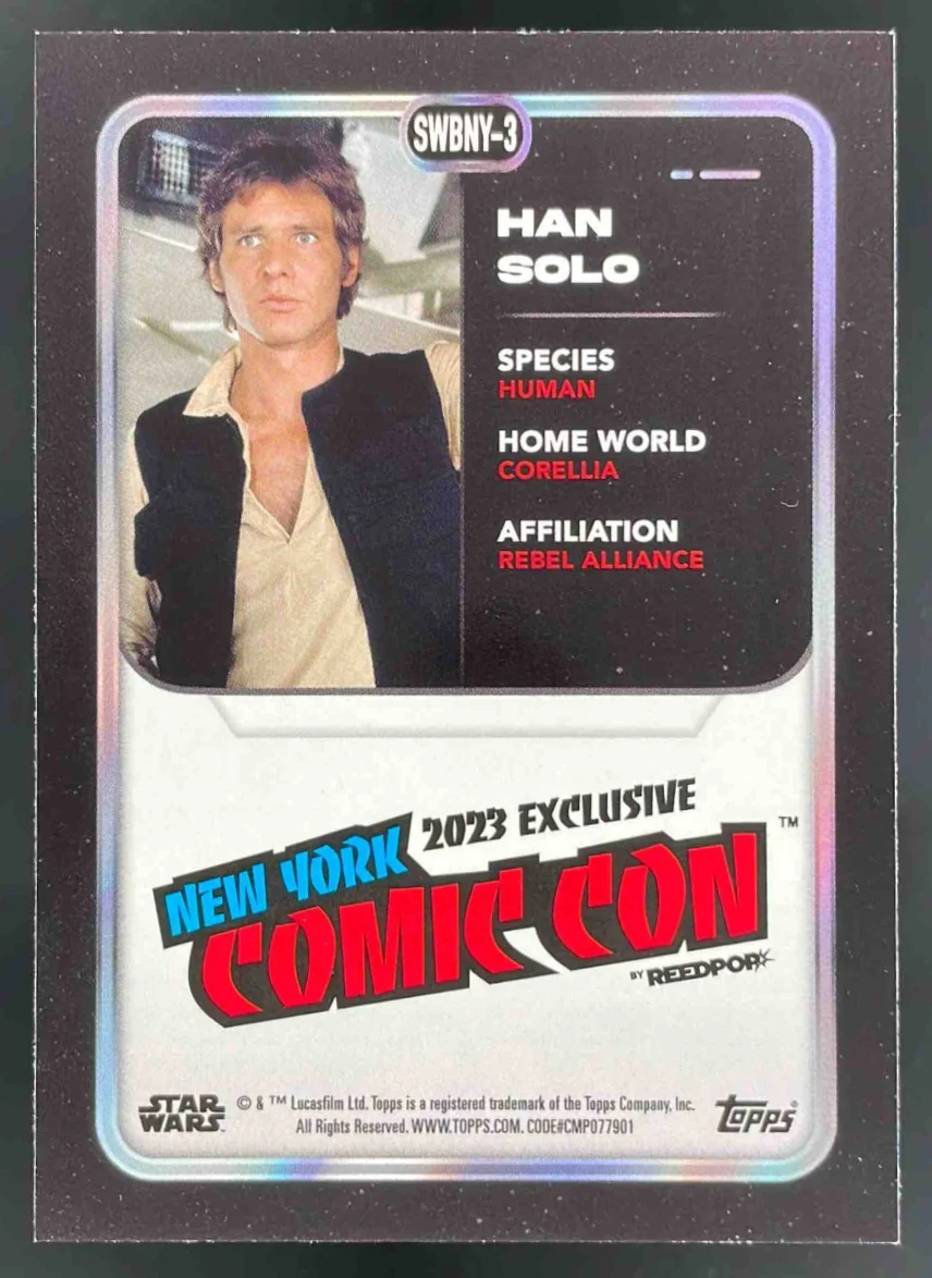 2023 Topps Star Wars New York Comic Con Bonus Pack #SWBNY-3 Han Solo - Image 2