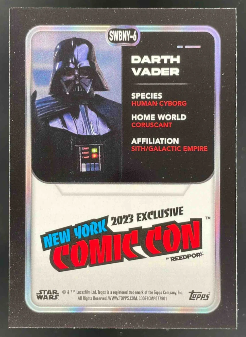 2023 Topps Star Wars New York Comic Con Bonus Pack #SWBNY-6 Darth Vader - Image 2