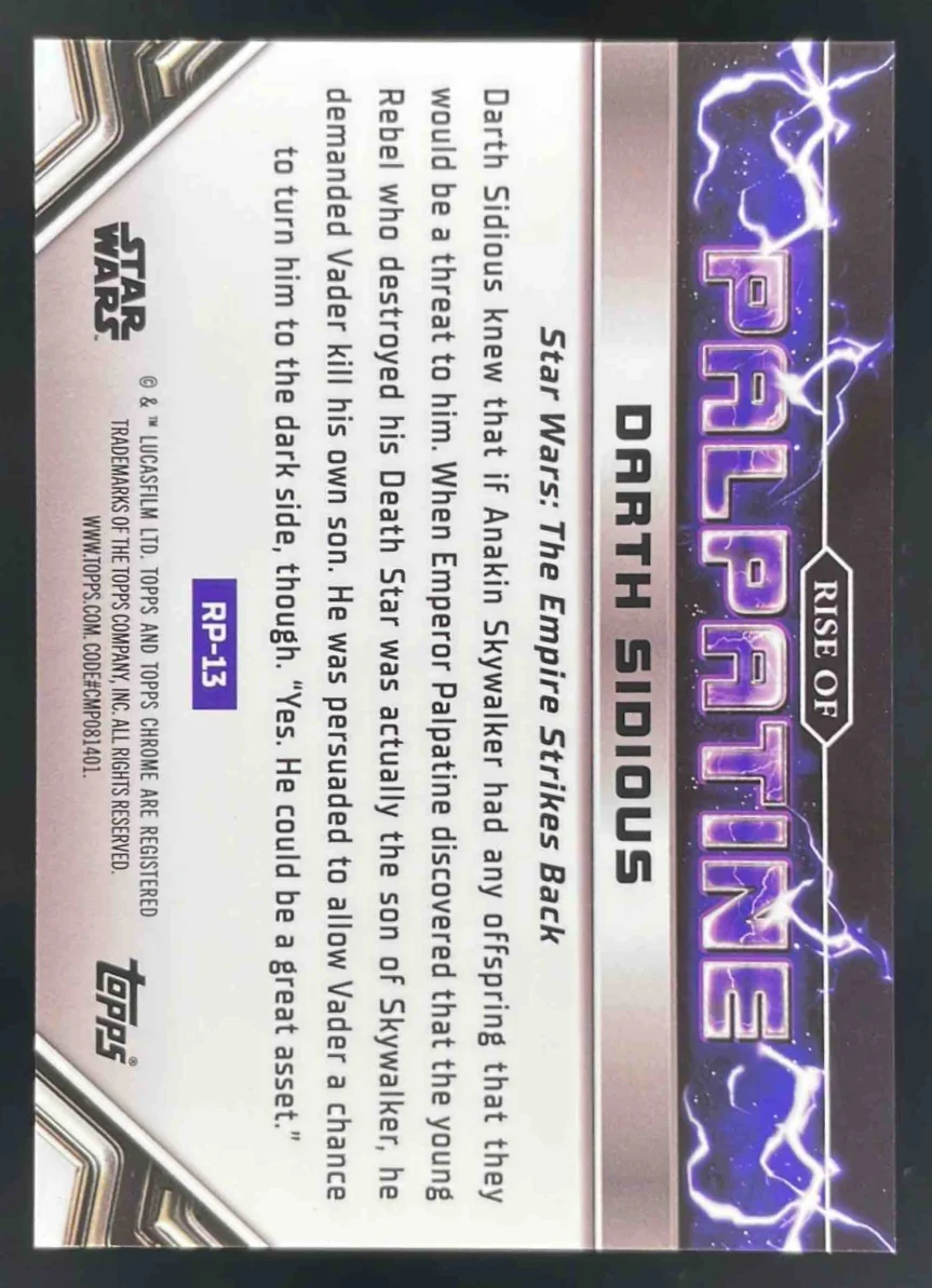 2024 Topps Chrome Star Wars Gold The Offspring of Anakin Skywalker /50 - Image 2