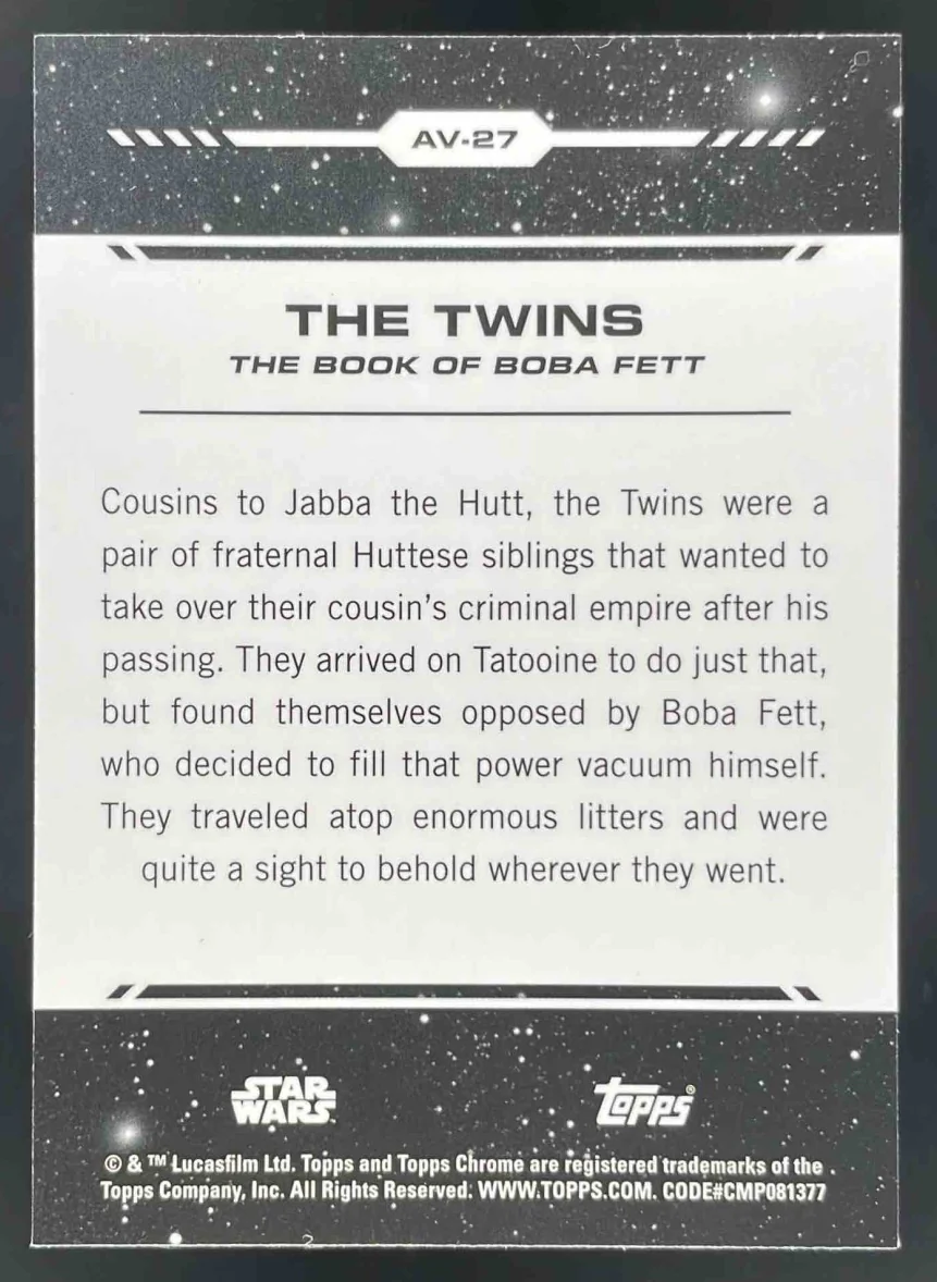 2024 Topps Chrome Star Wars Aurebesh Variation Rebel Orange #AV-27 The Twins /25 - Image 2