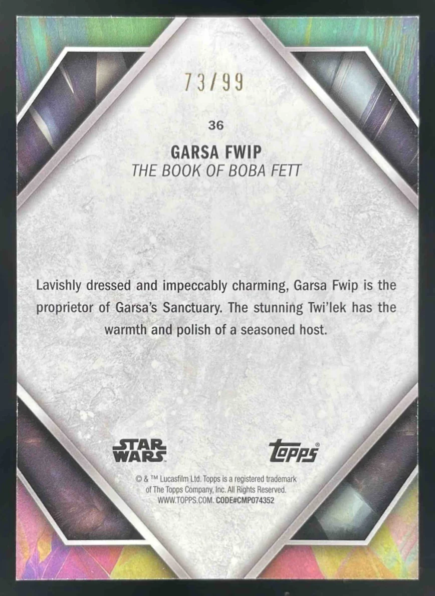 2024 Topps Star Wars Masterwork Green #36 Garsa Fwip /99 - Image 2