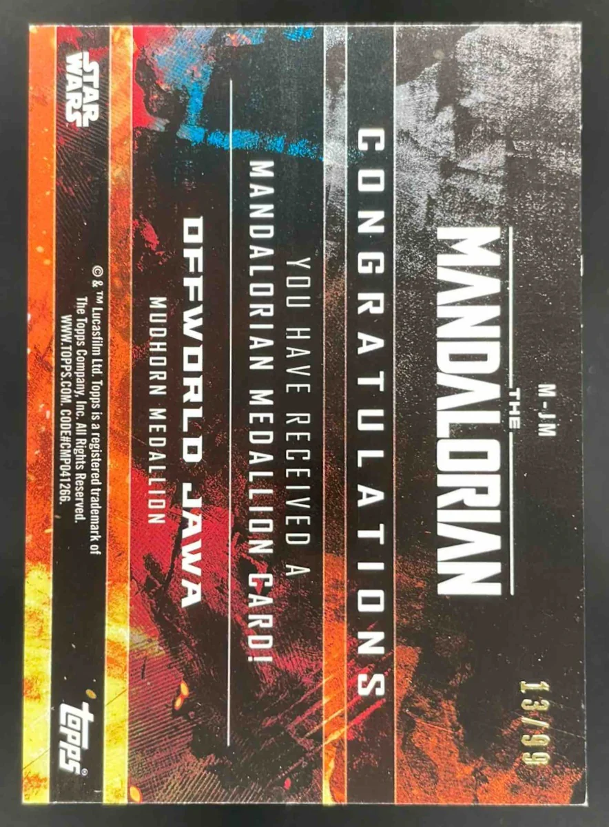 2020 Topps Star Wars The Mandalorian Medallion Relics #M-JM Offworld Jawa /99 - Image 2